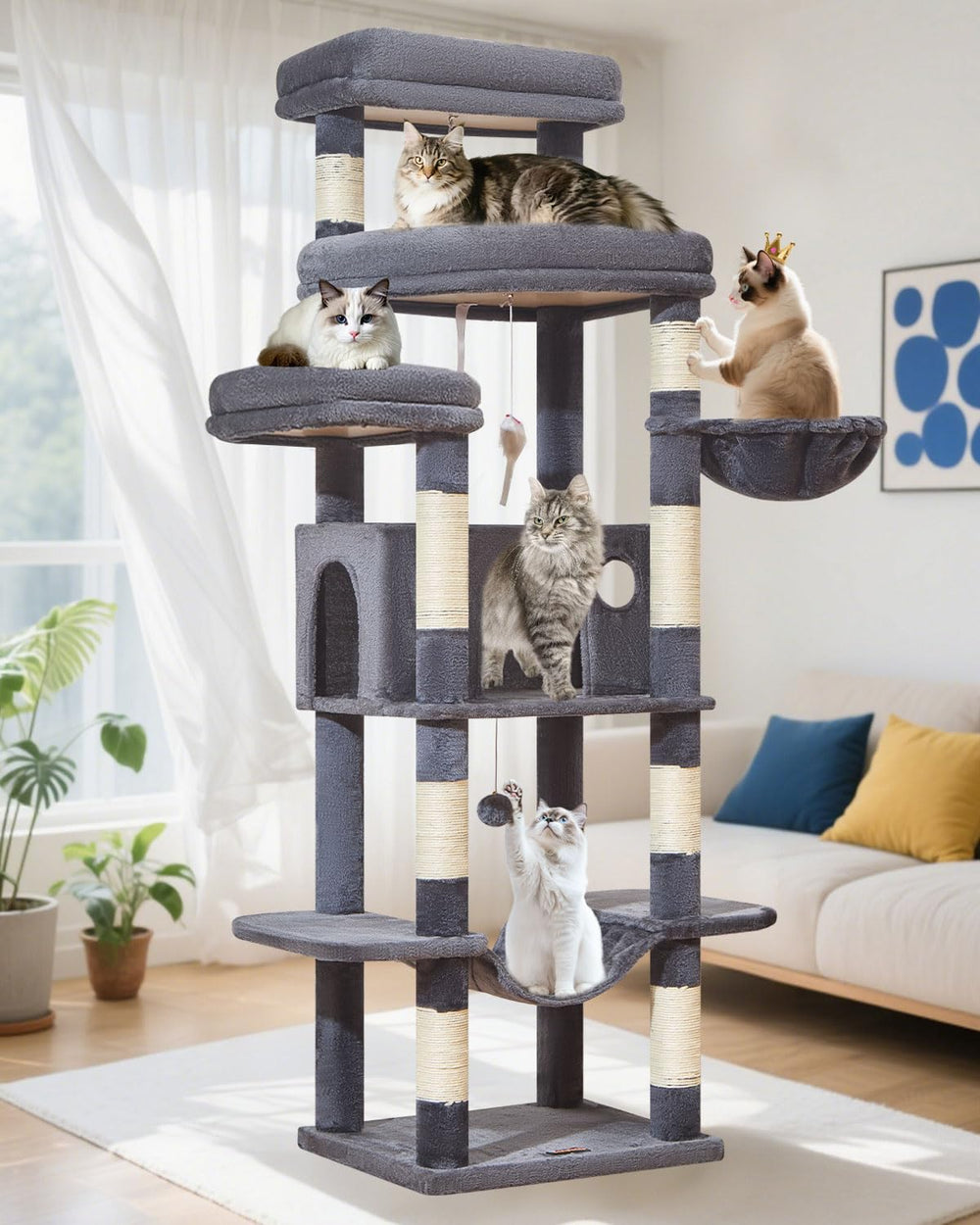 Taoqimiao 71-inch cat tree with giant lookout perch offering elevated views.