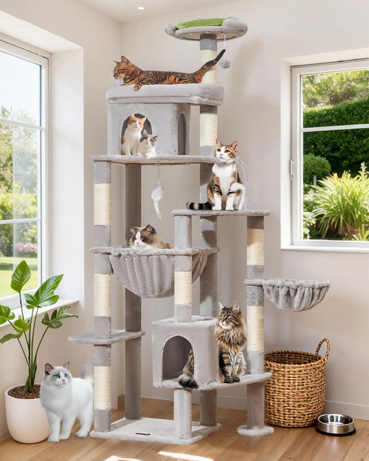 taoqimiao 83in cat tree pyramid structure keeps large cats secure while climbing.