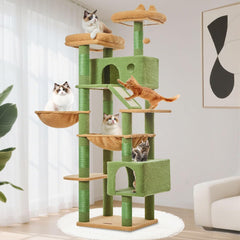 Taoqimiao Cactus Cat Tree assembled view showing tall multi-level structure for large cats