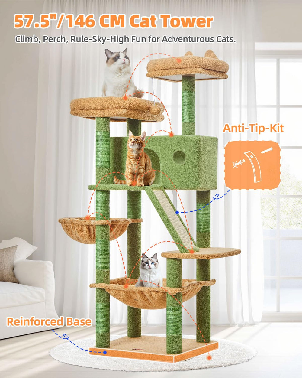 Taoqimiao cactus cat tree cozy hammock invites lounging after play