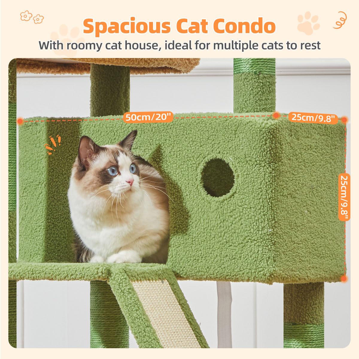 Taoqimiao cactus cat tree metal frame ensures sturdy stability