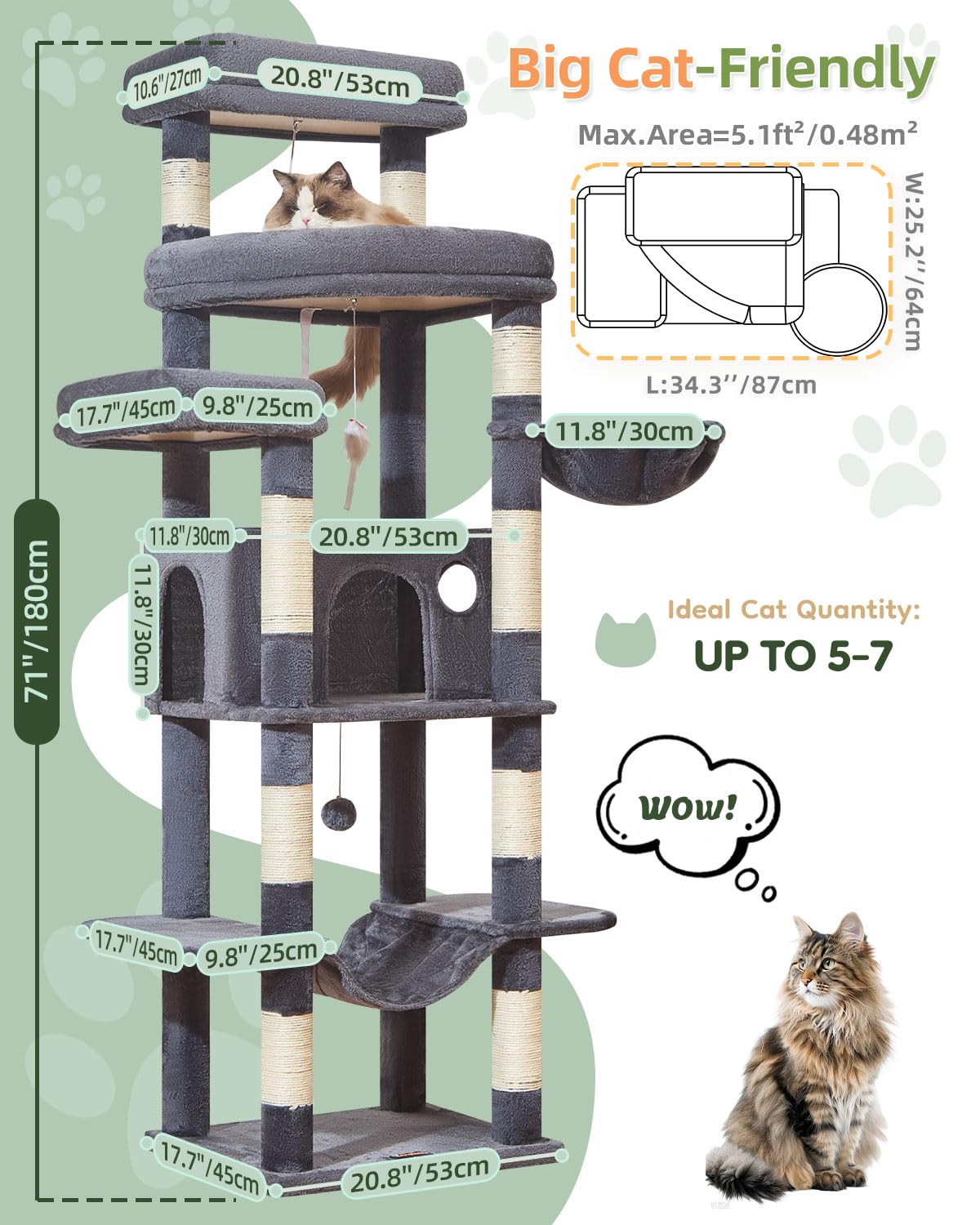 Taoqimiao cat tree 3-platform design for safe climbing and lounging.