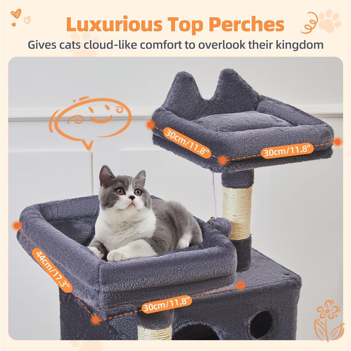 Taoqimiao Cat Tree anti-tipping design promotes stability during play.