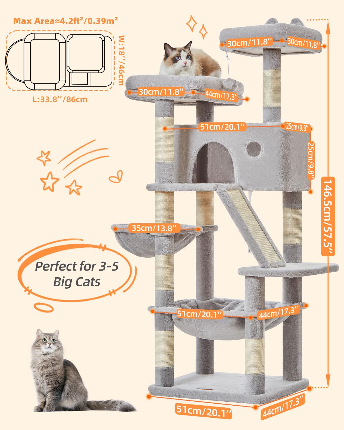 Taoqimiao cat condo on the unit creates a private retreat.