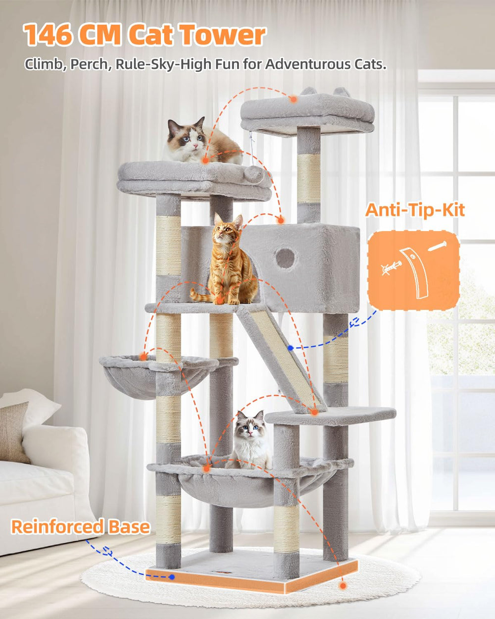 Taoqimiao cat tree hammock offering cozy rest while supervising the room.