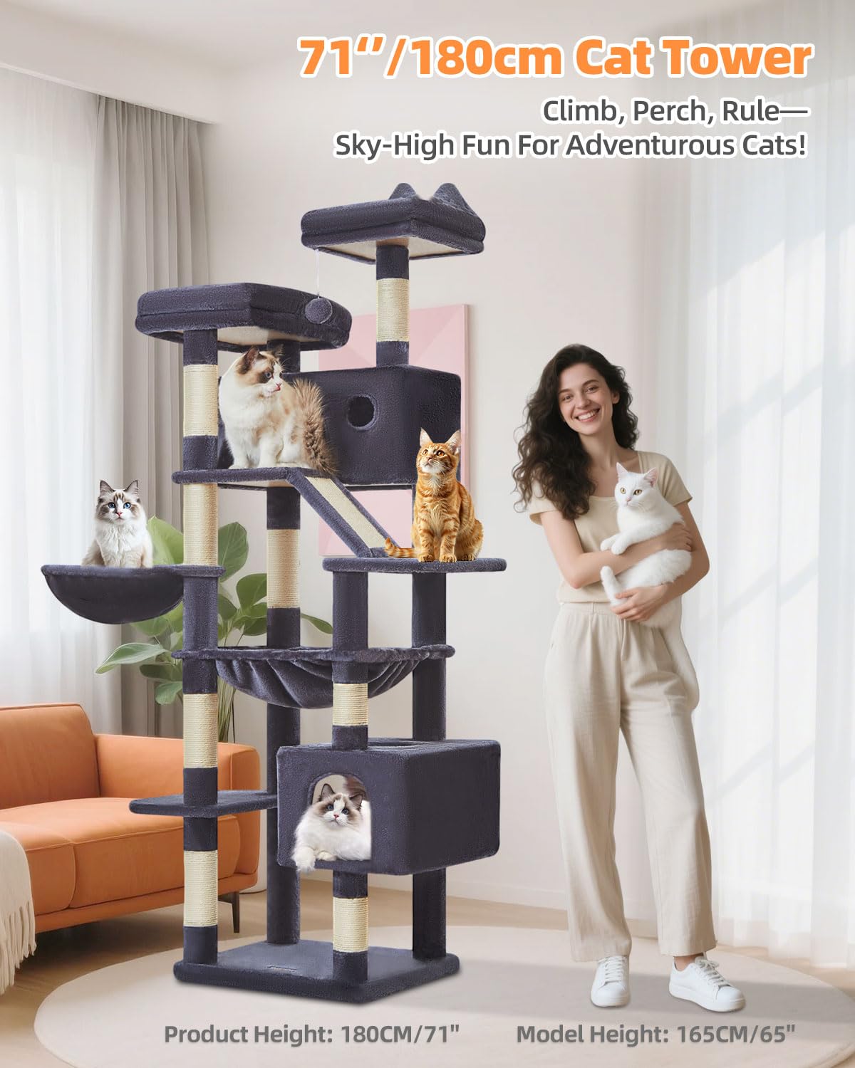 Taoqimiao cat-tree detachable-top simplifies assembly and cleaning