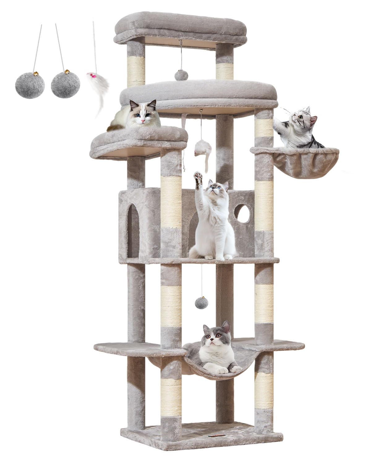 Taoqimiao cat tree sturdy base ensures stability during energetic play and climbs.