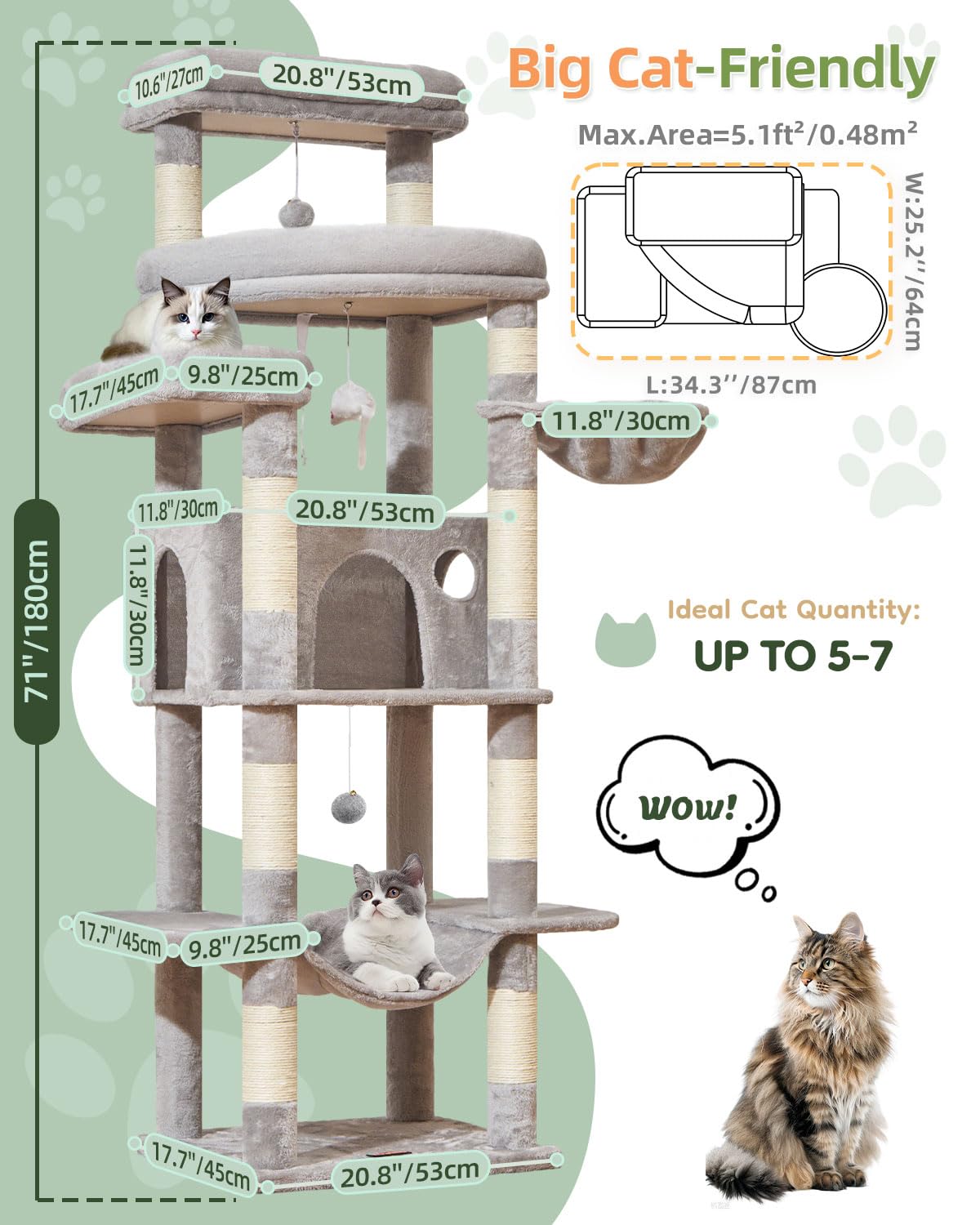 Taoqimiao cat tree giant lookout perch provides premium vantage point for lounging.