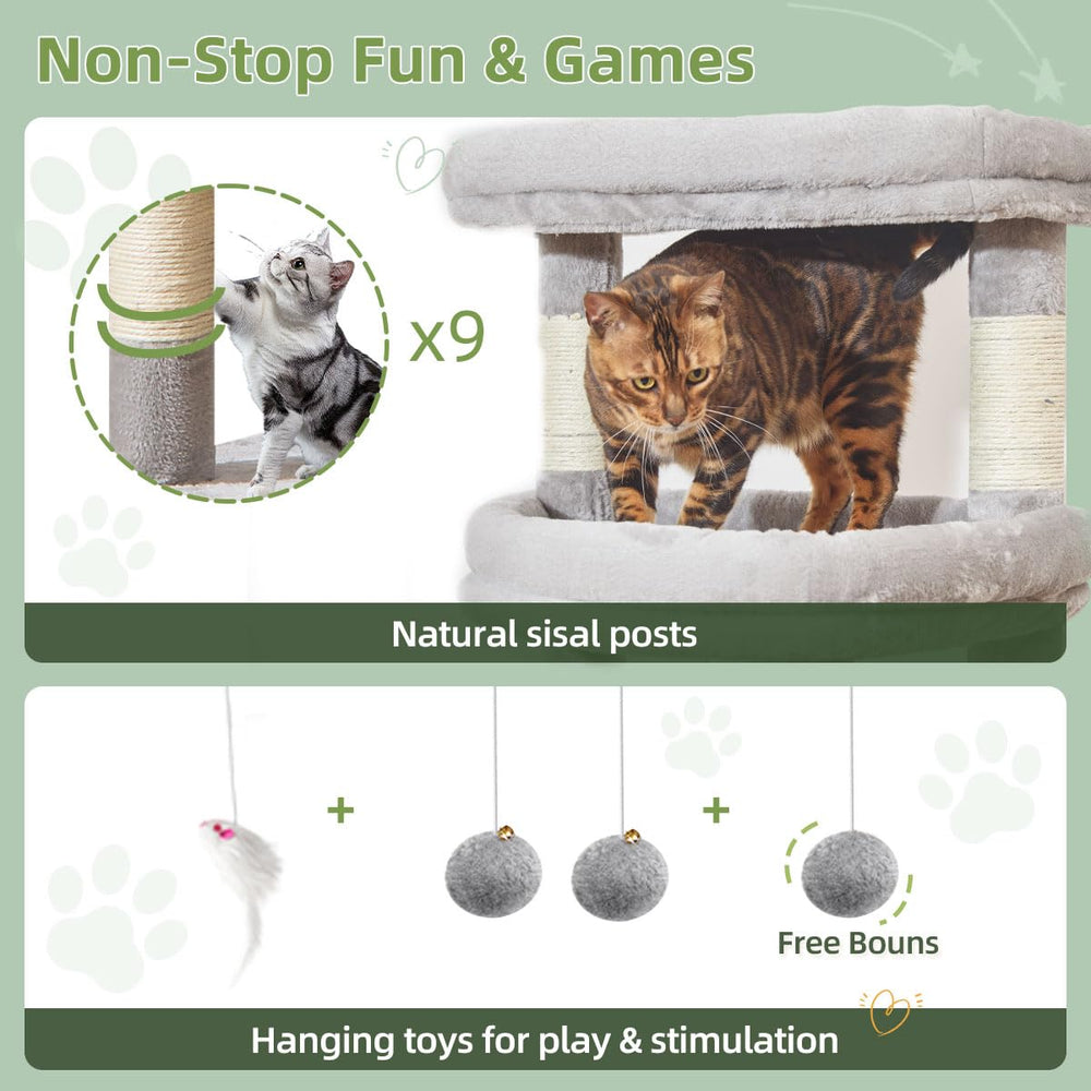 Taoqimiao cat tree hammock retreat offers plush hideaway for naps and relaxation.