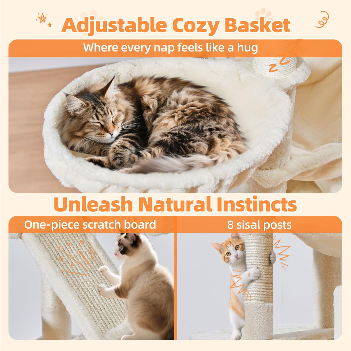 Taoqimiao hanging basket creates a private, swaying retreat for cats