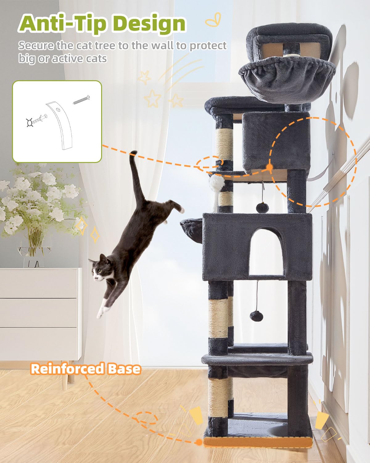 Taoqimiao Cat Tree MS046G clear assembly instructions enable quick setup.