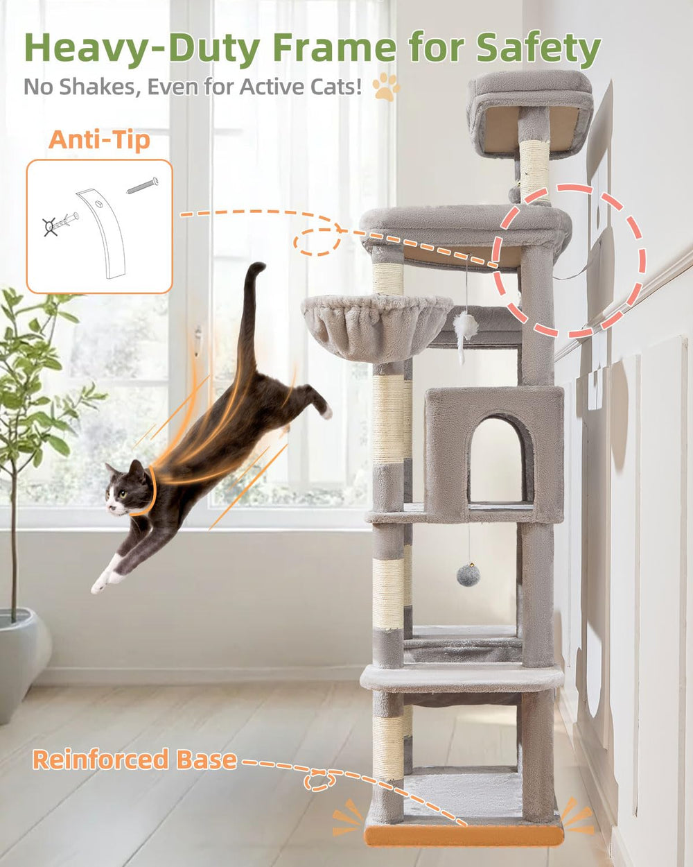 Taoqimiao cat tree sisal posts invite scratching and exercise on a sturdy frame.
