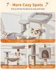 Taoqimiao cat tree soft perch-edges deliver plush comfort for long naps.