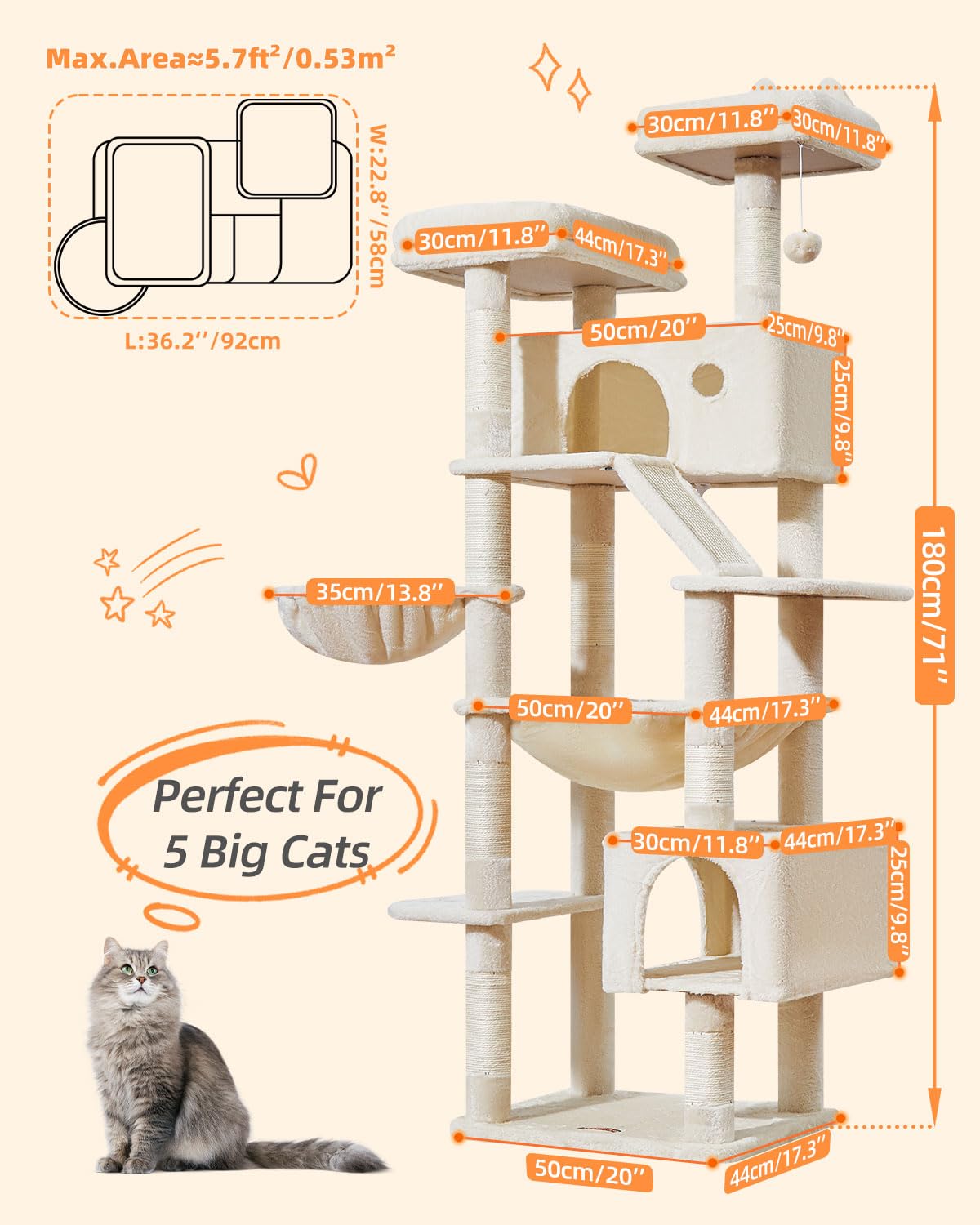 Taoqimiao dual top perches offer elevated views for cats