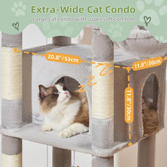 Taoqimiao cat tree wide resting condo accommodates large felines with comfy space.