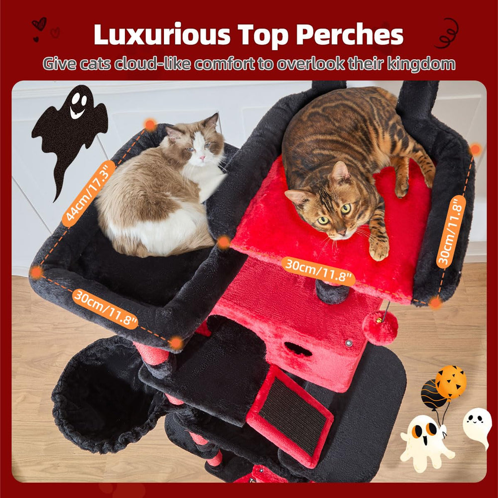 Taoqimiao Gothic Cat Tree 71-Inch cat hammock provides cozy resting spot