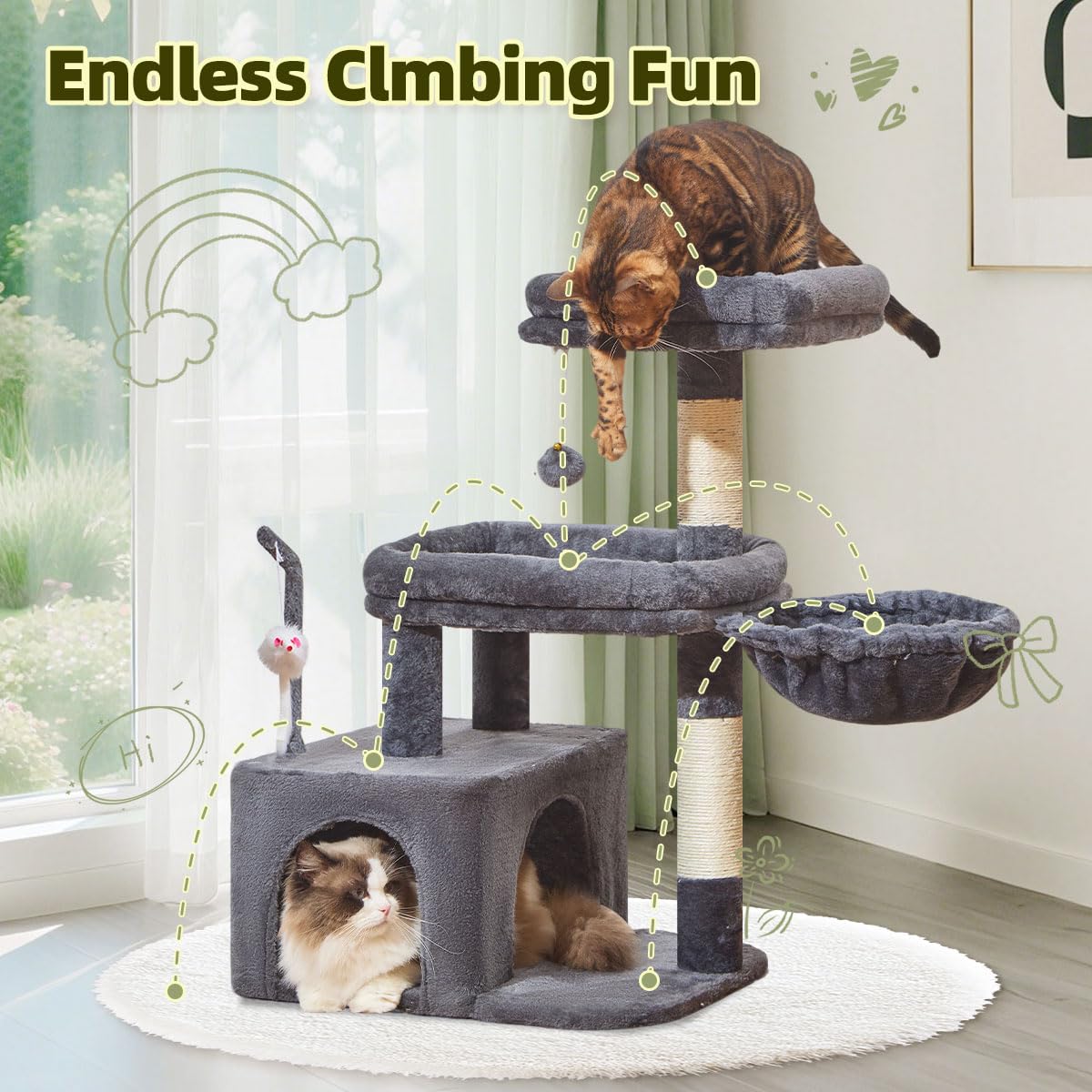 Taoqimiao MS043G scratching posts promote healthy clawing habits for active cats