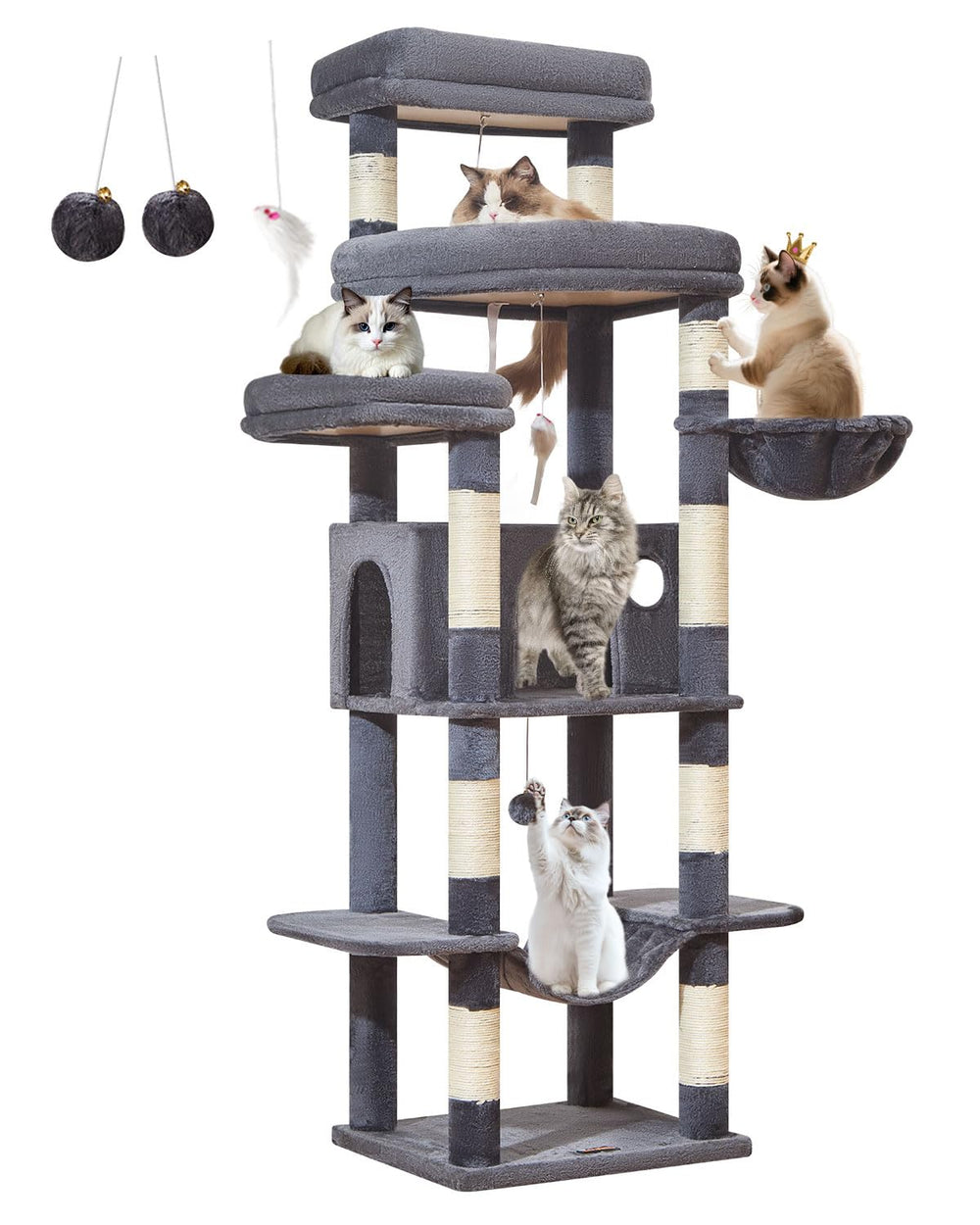 Taoqimiao smoky gray cat tree complements home decor.