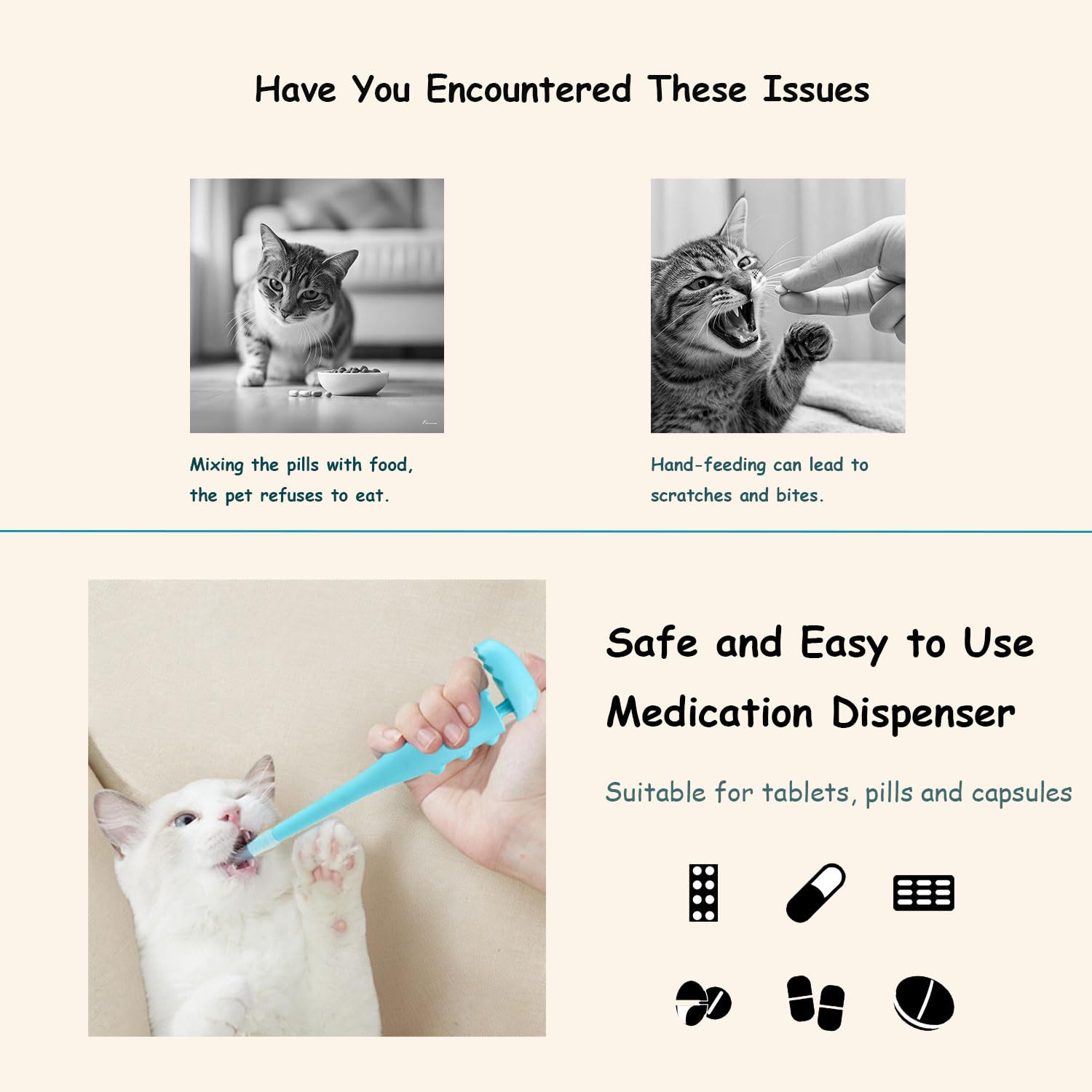 TAOZUA Cat Pill Shooter handle-tip assembly shows secure assembly for safe use