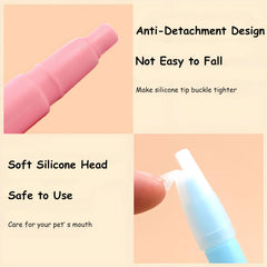 TAOZUA Cat Pill Shooter silicone-tips detail emphasizes replacement tips for ongoing use