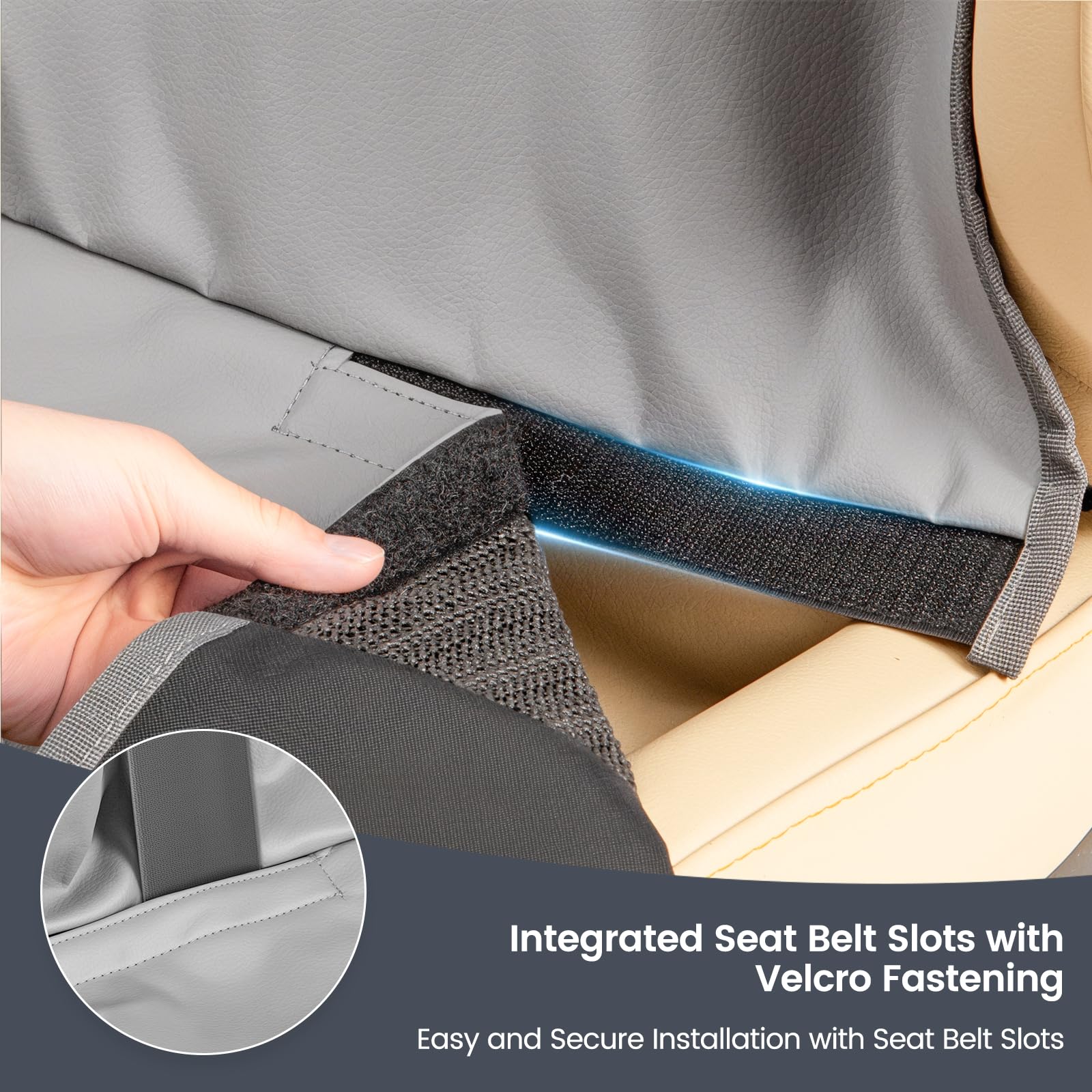 Tapizado dog car seat cover front and side flaps shield entire seat area.