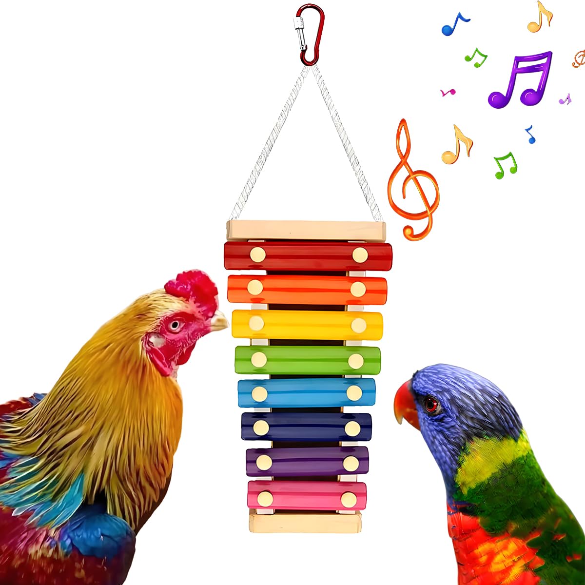 Tarandus chicken xylophone 8-key metal with peck-activated notes for coop enrichment