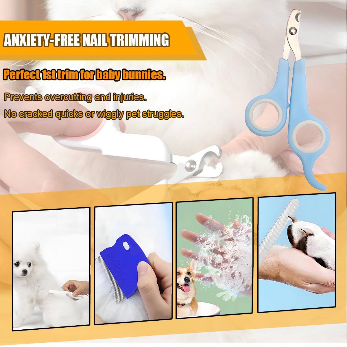 TARANDUS rabbit grooming kit flea combs for detangling and fur removal.