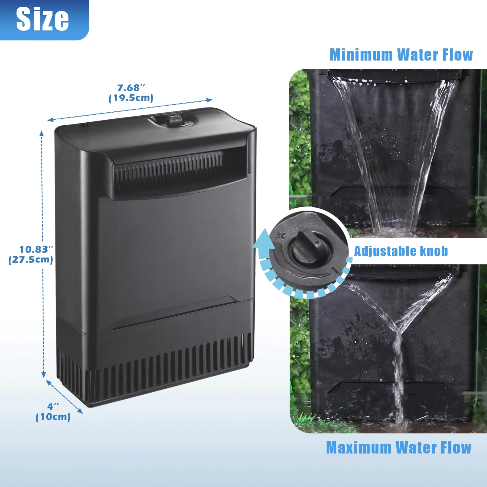 Tararium 290GPH turtle filter top-cover access for quick media changes