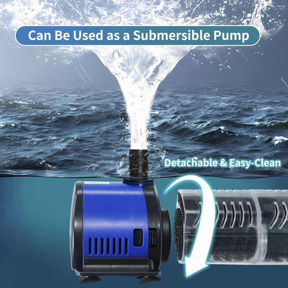 Tararium aquarium filter 400gph IPX8 UV housing enables safe low-water operation