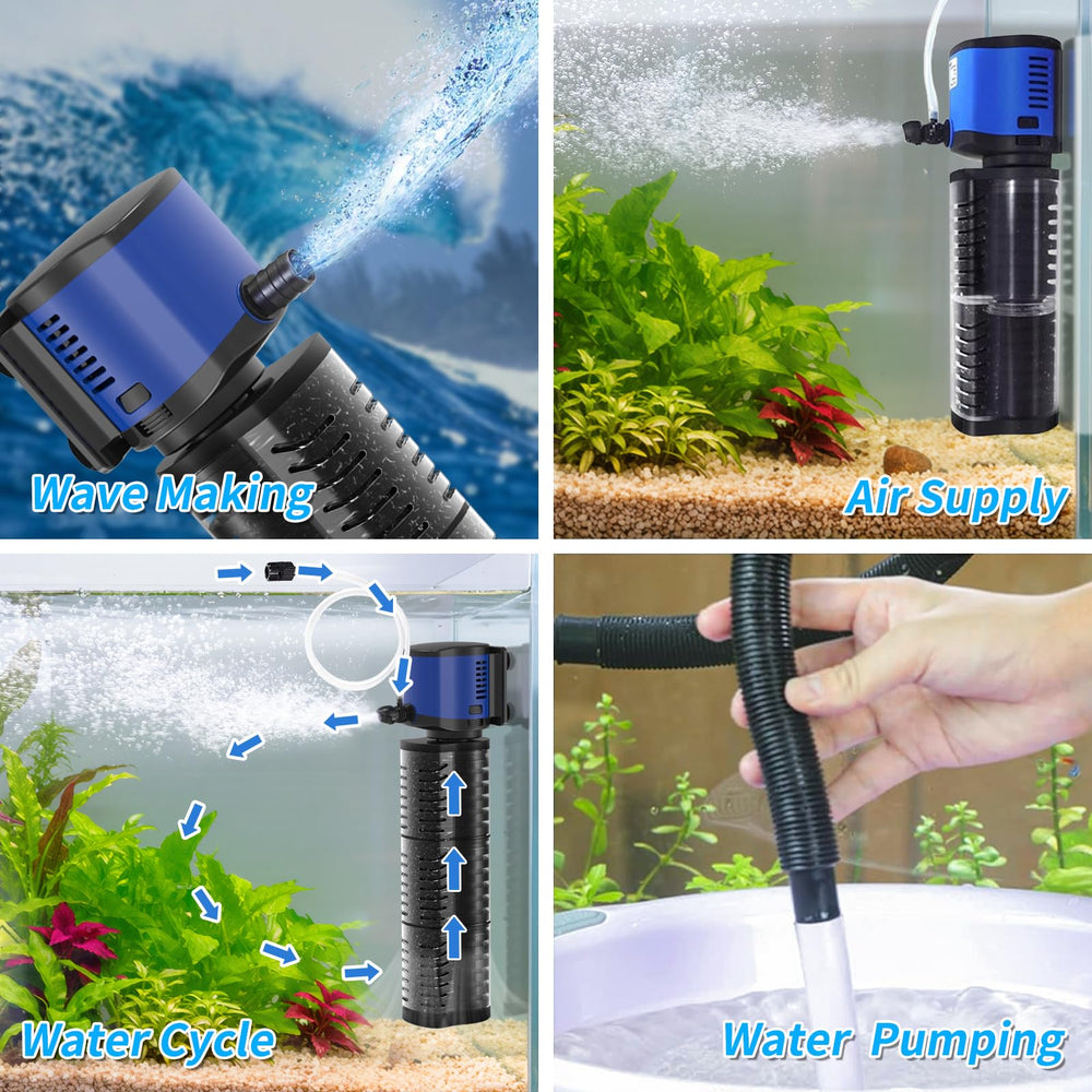 Tararium aquarium filter 400gph wave maker demonstrates strong water movement for vibrant habitats