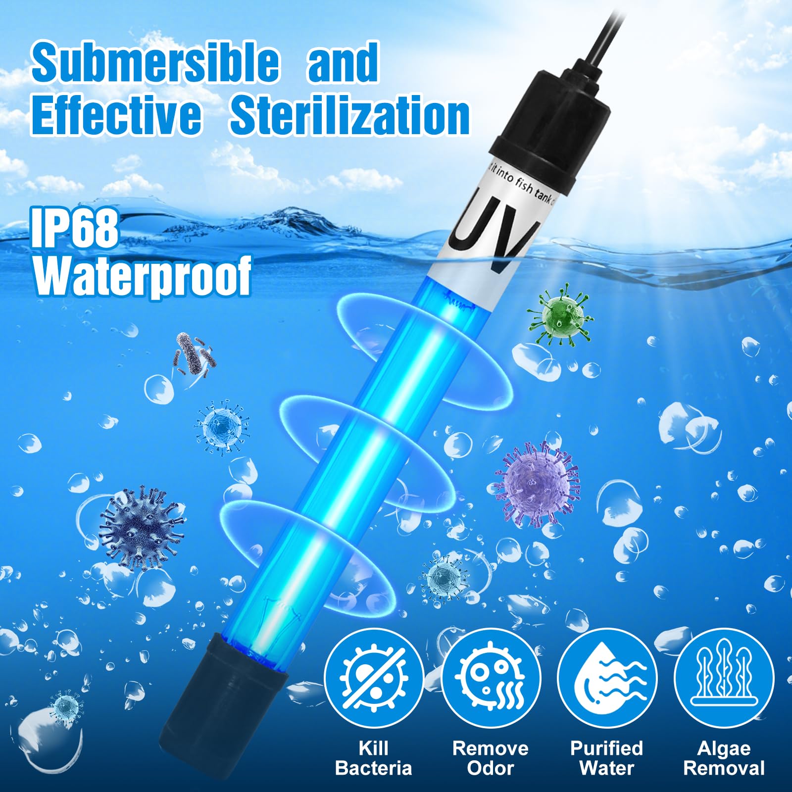 Tararium 7W helps reduce green-brown cloudiness in tank.