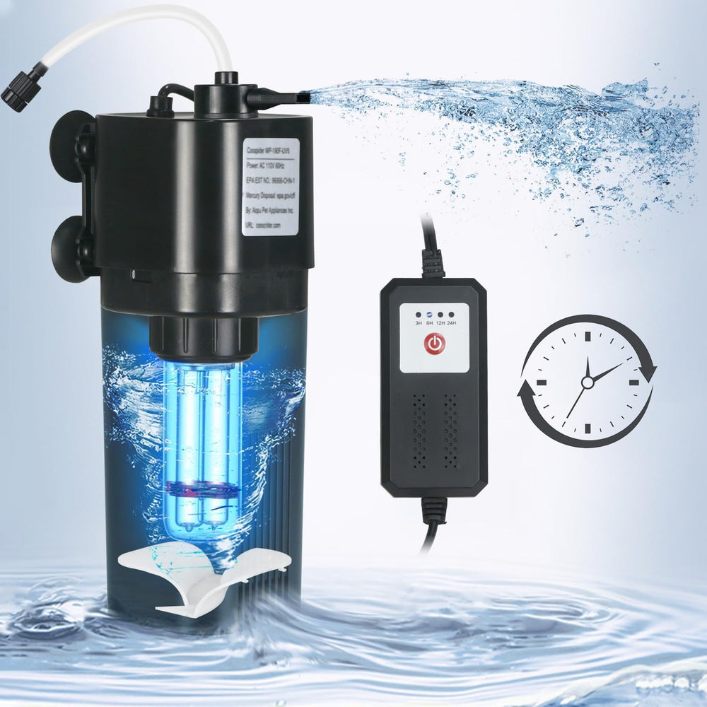 TARARIUM aquarium U-V filter installed in 10-40 gallon tank for clear water
