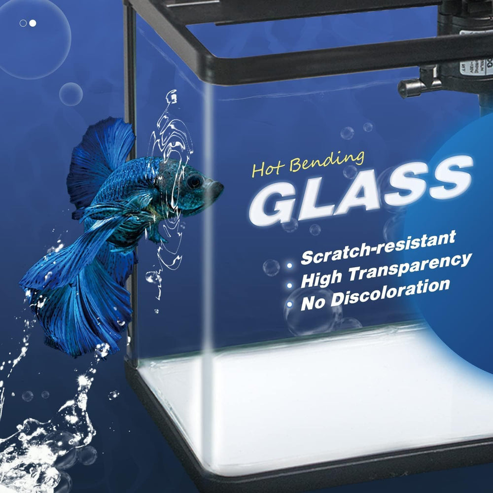 TARARIUM 2-gallon fish tank side view fits neatly on desks or shelves.
