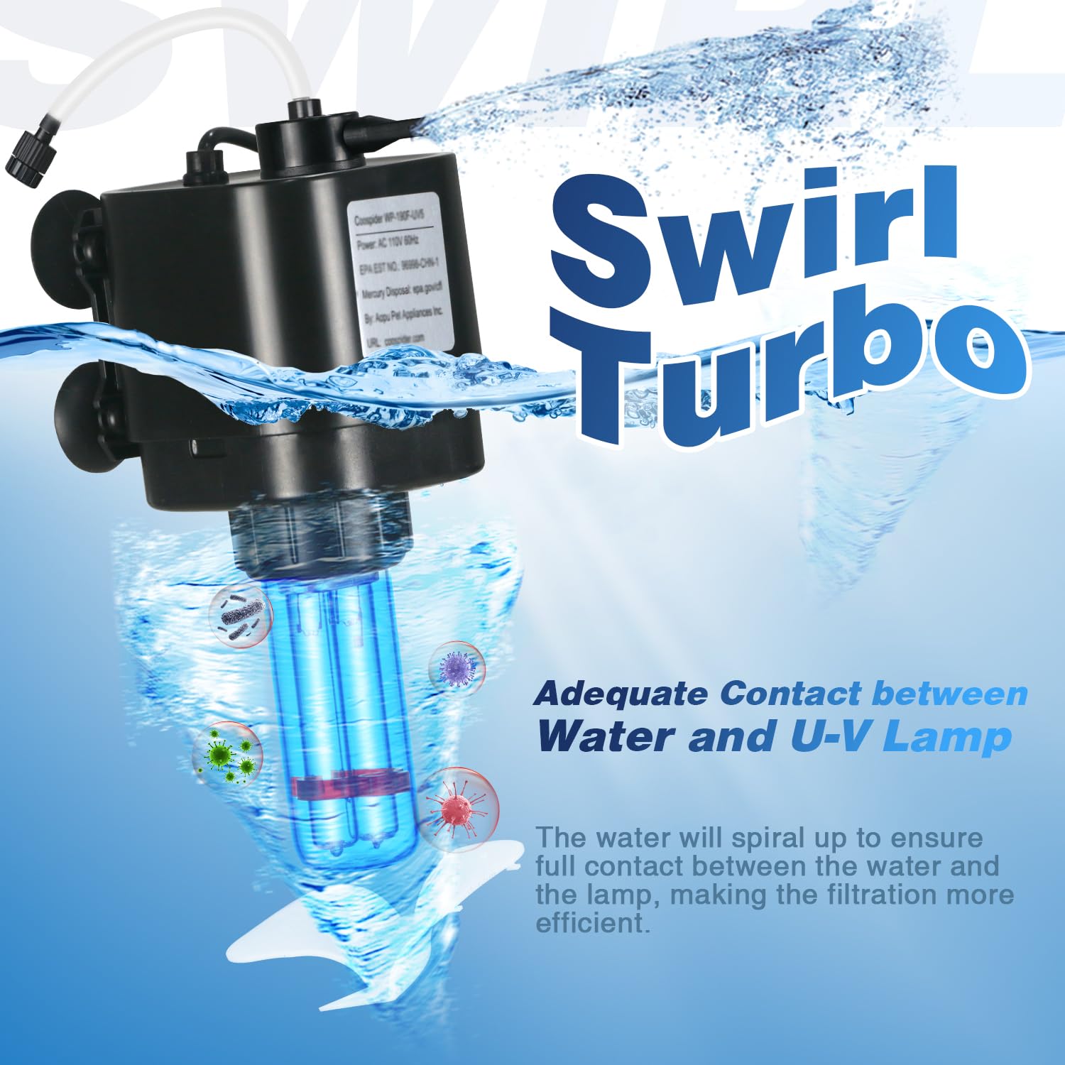 TARARIUM dual filtration with sponge and lamp supports flexible cleaning