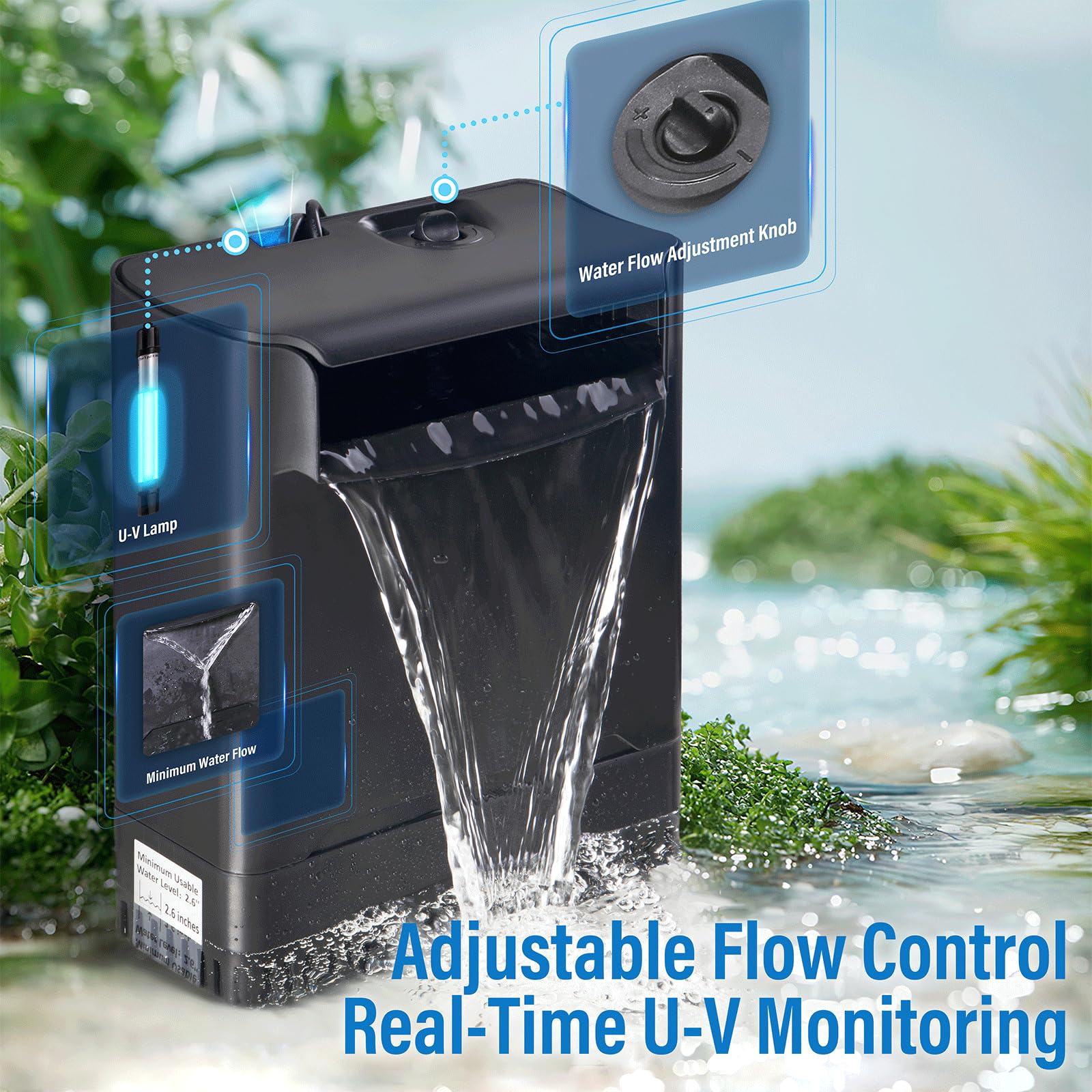 TARARIUM turtle-filter uv-stage-254nm reveals sterilizing light for cleaner water.