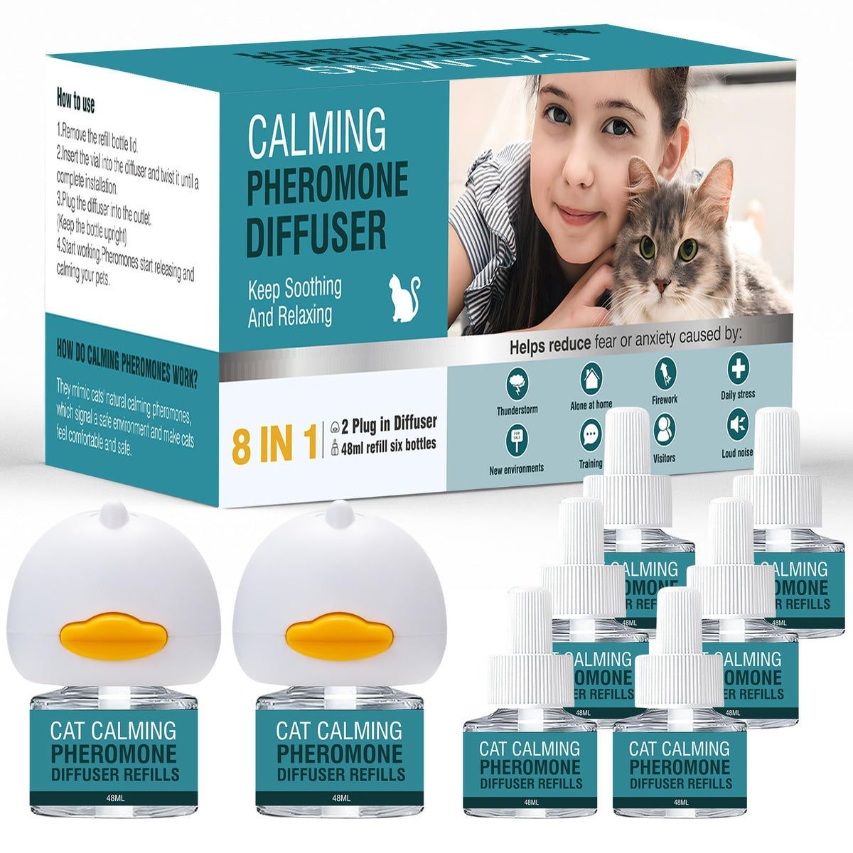 Taraxa Cat Calming Diffuser main unit blue promotes calm in busy multi-cat households.
