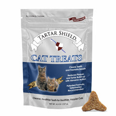 Tartar Shield cat-treats-packaging shows USA-made and natural ingredients for dental health support