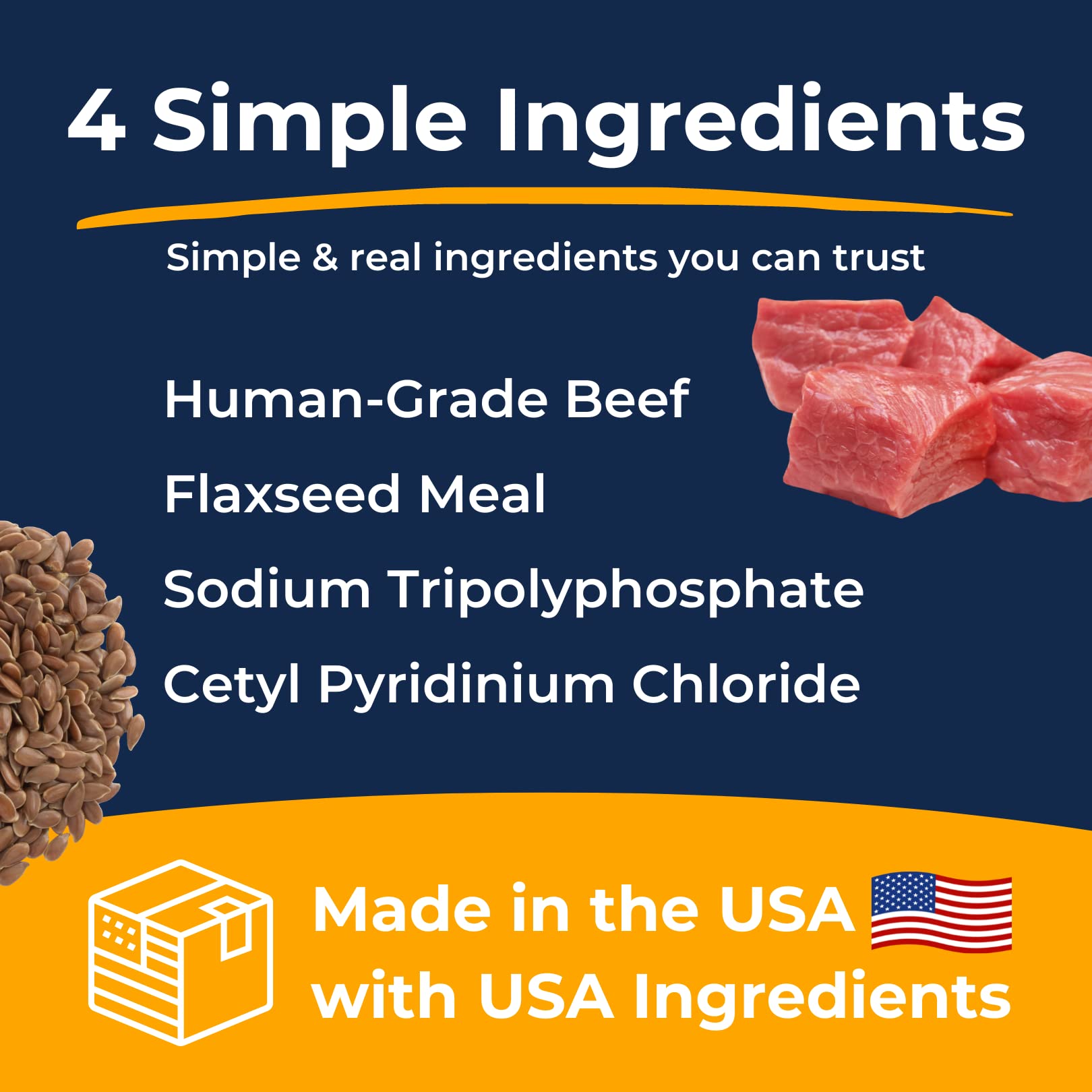 Tartar Shield Dental Sprinkles beef flavor with flaxseed supports long-term dietary interest in senior pets.