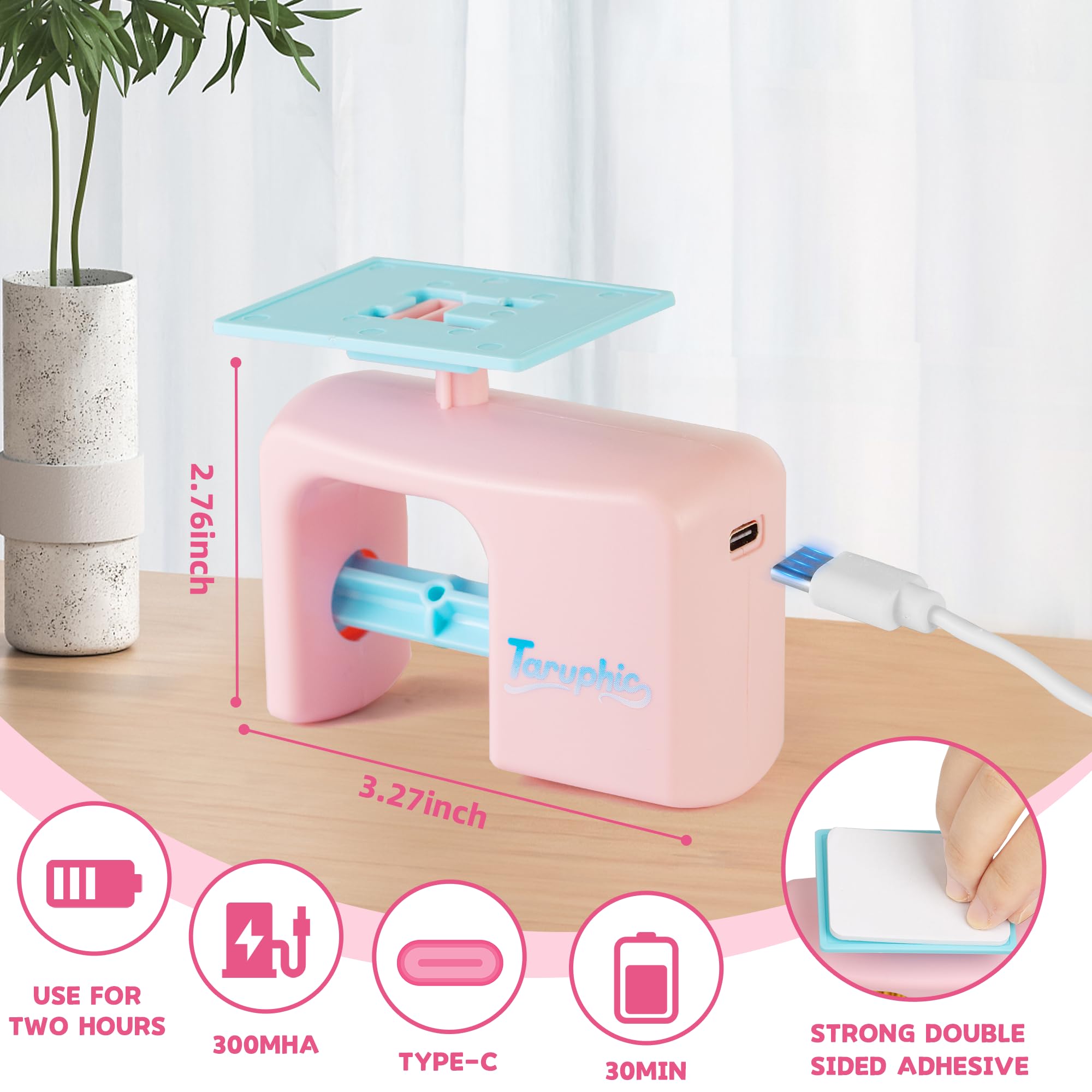 Taruphic detachable base for secure, tool-free mounting and space-saving placement.