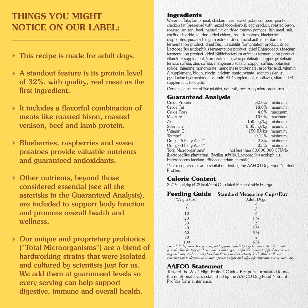 Taste of the Wild High Prairie served dog meal in a bowl for daily energy