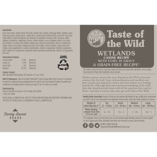 Taste of the Wild Wetlands duck in gravy cans 12-pack adds convenient, nutritionally balanced meals.