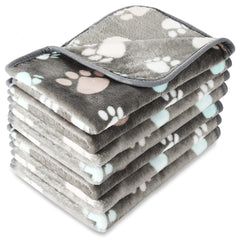 Tatuo 4-pcs dog blankets with paw print gray pack keep pet cozy and furniture protected.