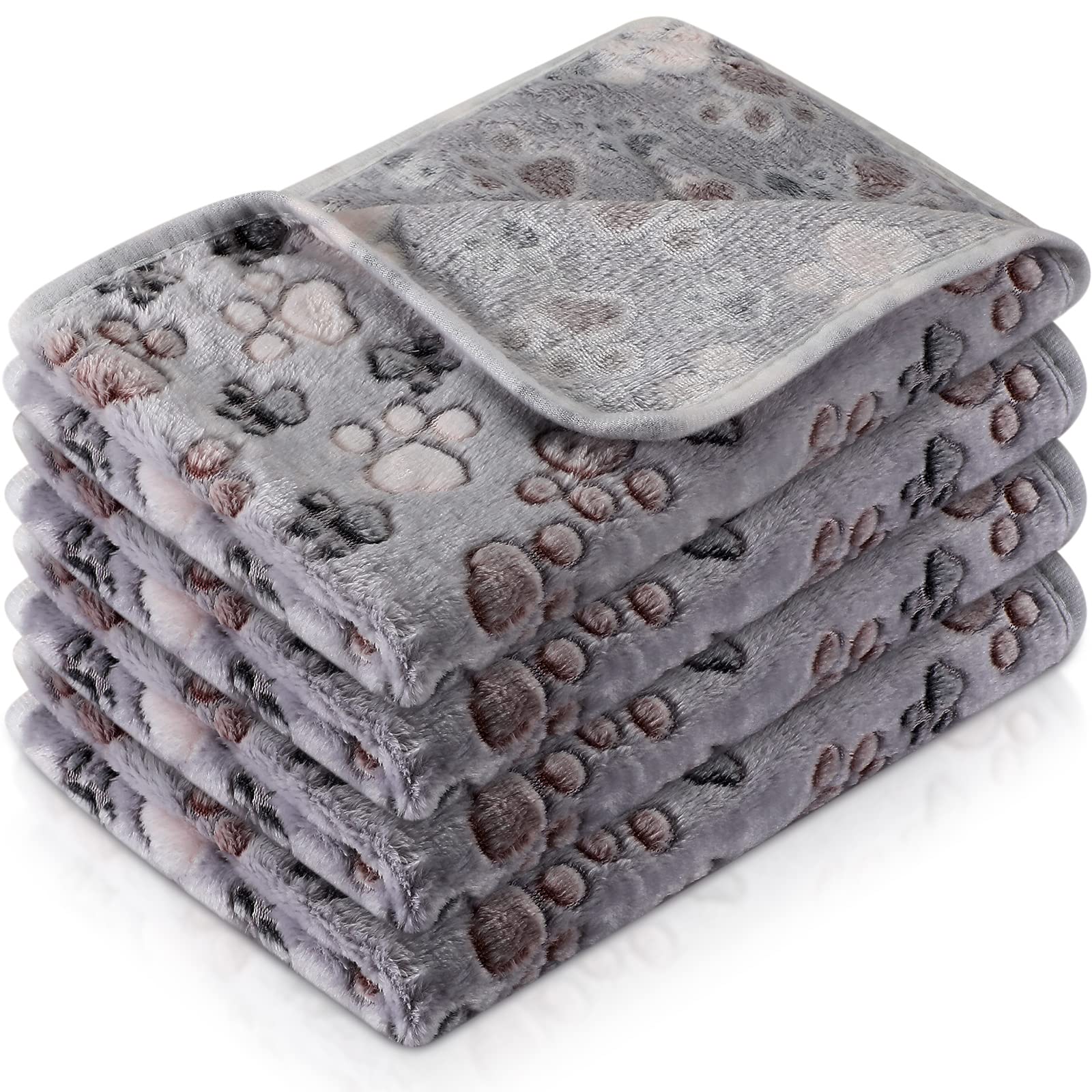 Tatuo dog blanket paw print gray 24x16 for cozy naps and furniture protection.