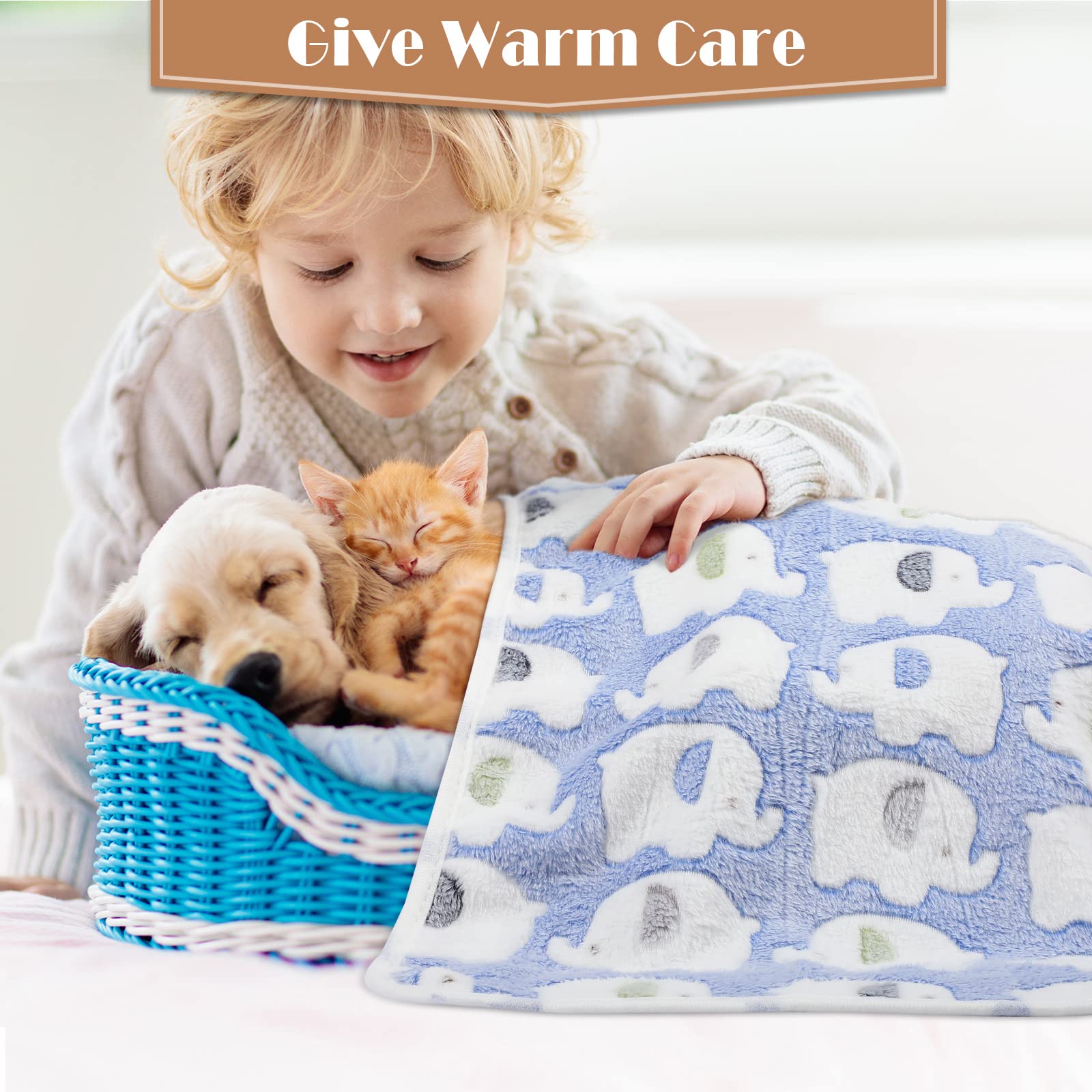 Tatuo puppy blanket camel dog paw pattern keeps exploration cozy on couch or car trips