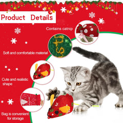 TATWOQ Christmas tree cat toy delivers soft texture and catnip for engaging solo play