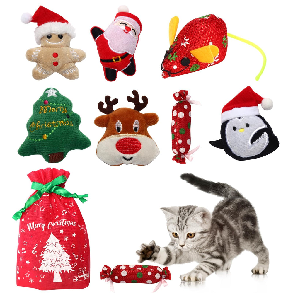 TATWOQ Santa Claus cat toy with plush material and catnip for playful interaction