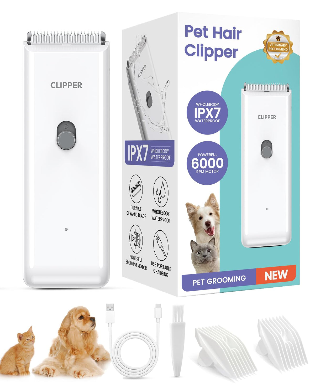 Tawiijou pet clippers low-noise operation for calm grooming sessions.