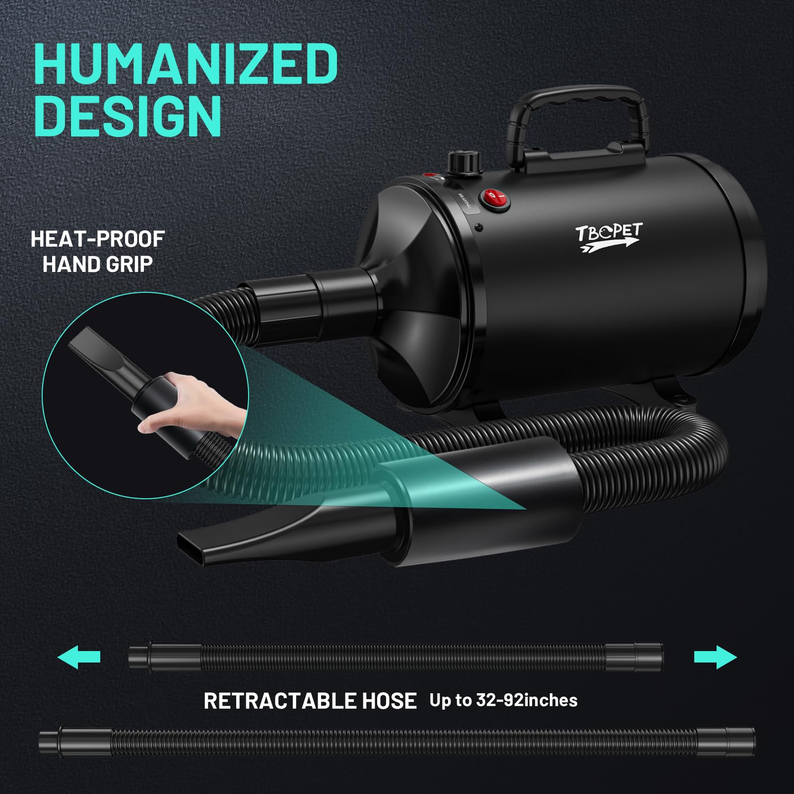 TBC PET dog dryer multi-use design suits home grooming and quick dries.