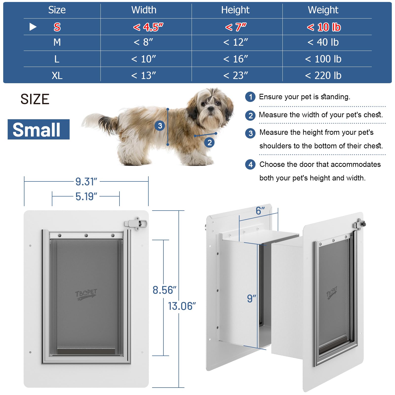TBC PET tiny-pet-fit indicates suitability for Teacup breeds and small dogs.