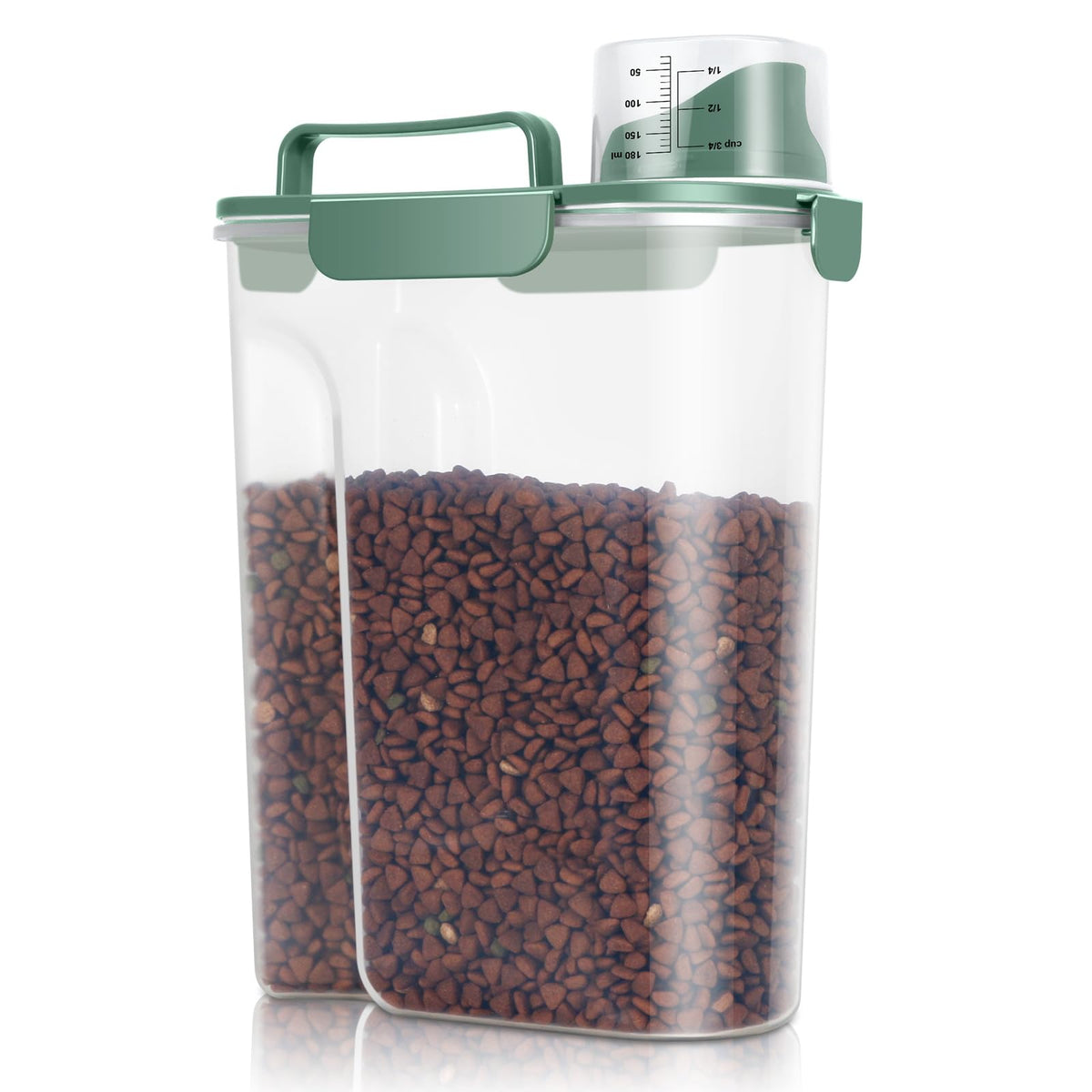 TBMax bottle green dog food container front view showing compact, organized kitchen-friendly storage.
